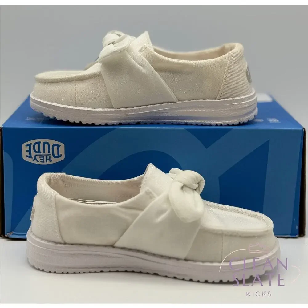 Hey Dude Wendy Bow Stardust White Kids C11 NIB/NWT